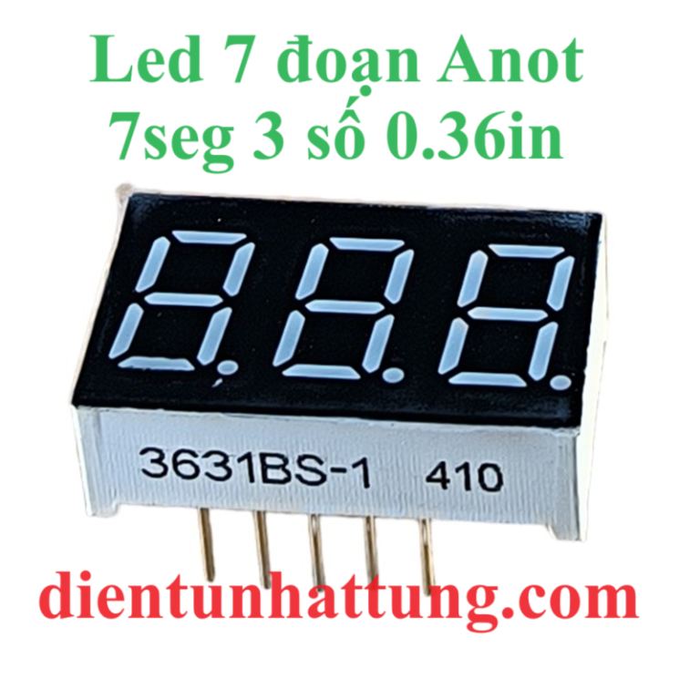 LED 7ĐOẠN 3SỐ ANODE 0.36IN ĐỎ, LED 7 SEG 22.5x14x7.1MM