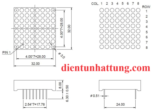 led-matrix-8x8-32x32mm-lad-ma-tran-mau-do-cau-truc-chan