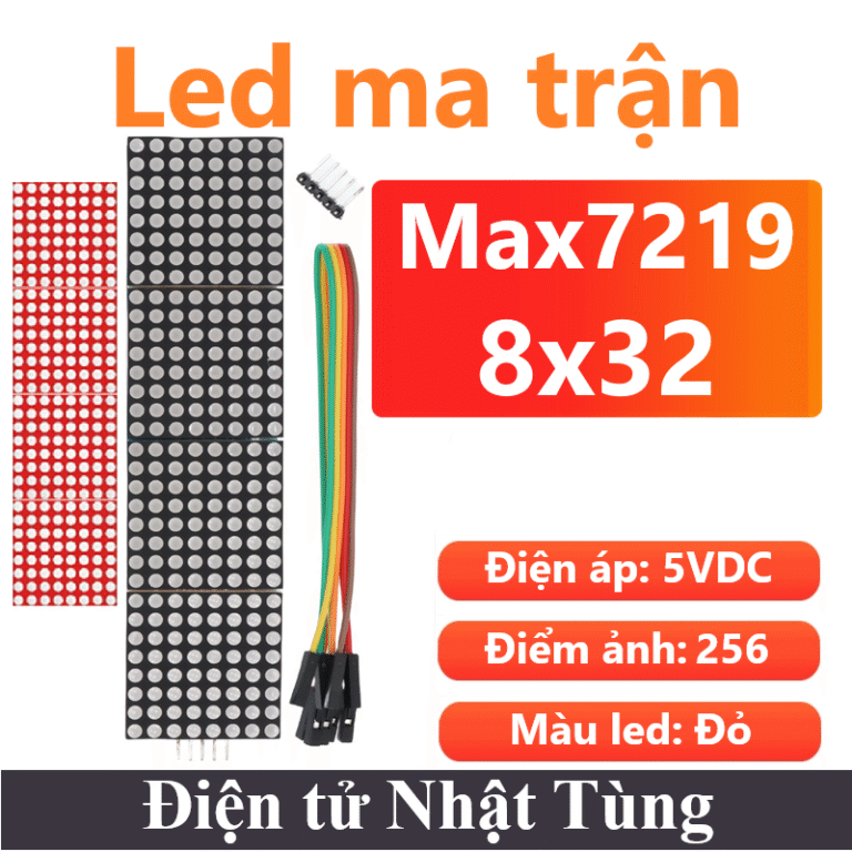 Ma Led Module led ma trận Max7219 8x32 Đỏ, Ghép từ 4 tấm matrix 8x8