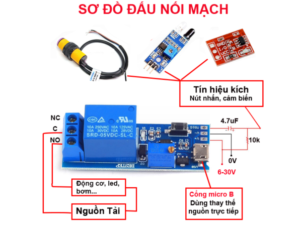 module-relay-tao-tre-1-kenh-5v-kich-dong-ngat-0-24s-so-do-noi-day