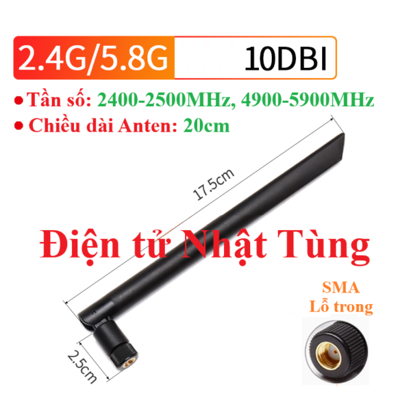 anten-2.4ghz-10dbi-dau-nhon-20cm-chan-lo-trong-anten-wifi-rf-zigbee-tren