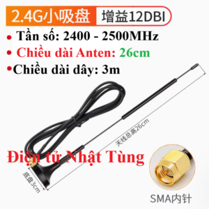 anten-lora-2.4ghz-12dbi-chieu-dai-26cm-de-hut-nam-chan-kim-trong-3m-truoc