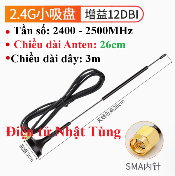 anten-lora-2.4ghz-12dbi-chieu-dai-26cm-de-hut-nam-chan-kim-trong-3m-truoc