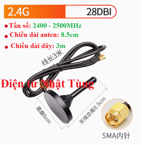 anten-lora-2.4ghz-28dbi-dep-8-5mm-chan-kim-trong-day-dai-3m-tren