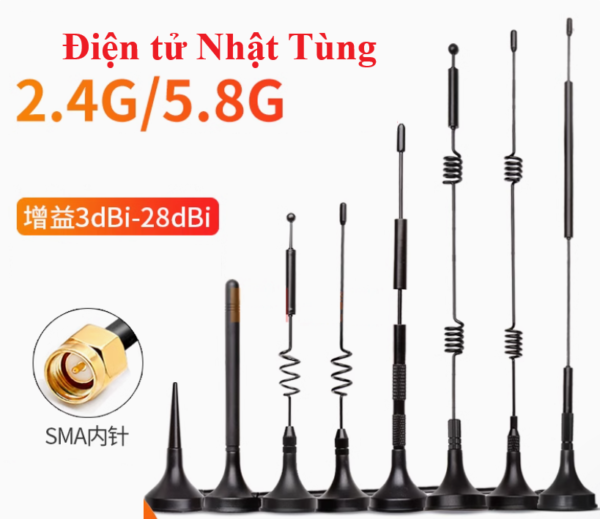 anten-lora-2.4ghz-8dbi-chieu-dai-22.5cm-de-hut-nam-chan-kim-trong-3m-cac-loai