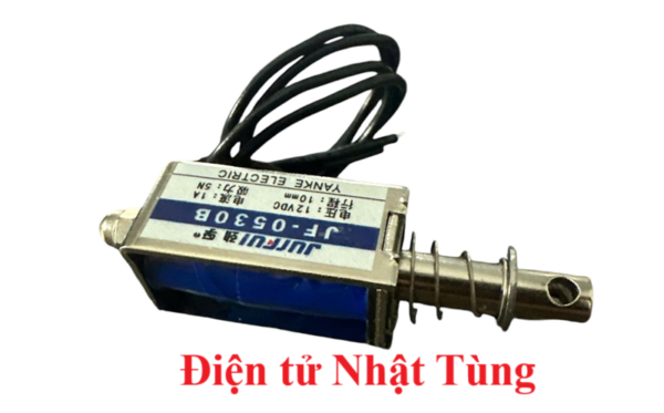 chot-dien-tu-jf-0530b-12v-chot-nam-cham-dien-mat-ben