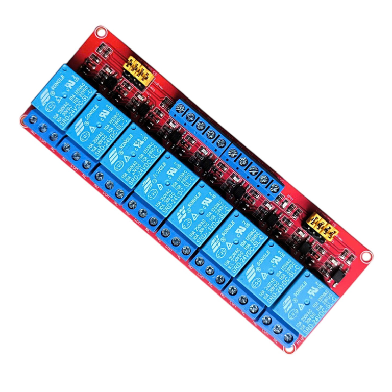 Module relay 24V 10A 8 Kênh chân domino, Rơ le 250V/10A