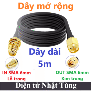 Cáp nối dài Anten Jack SMA Lỗ sang SMA Kim 5m, Cáp mở rộng Anten