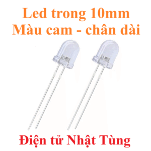 Led trong 10mm màu cam chân dài, Led siêu sáng - 10 con