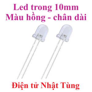 Led trong 10mm màu hồng chân dài, Led siêu sáng - 10 con